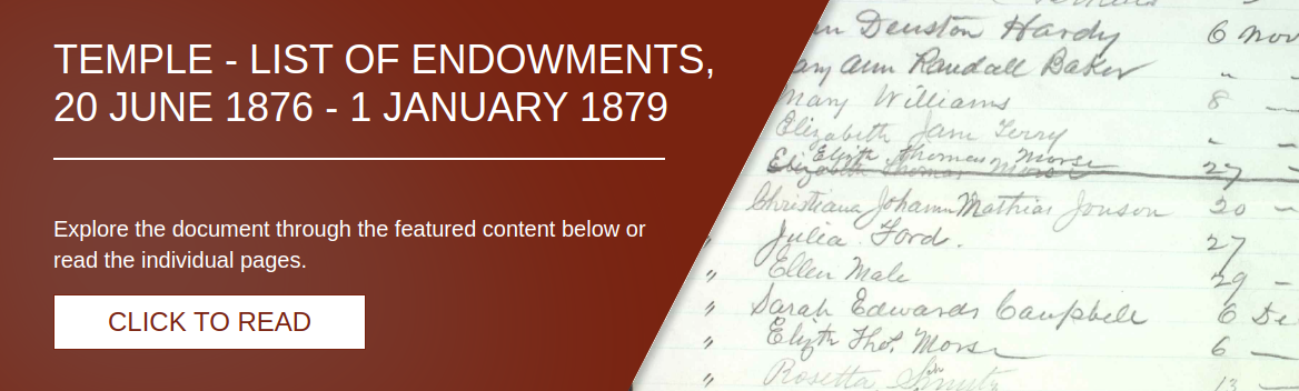 Temple - List of Endowments, 20 June 1876 - 1 January 1879 [T-6]