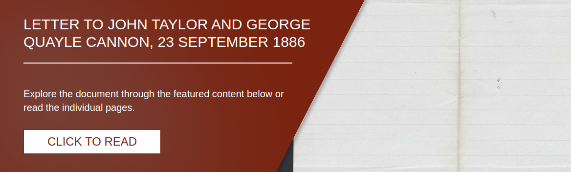 Letter to John Taylor and George Quayle Cannon, 23 September 1886 [LE-12002]