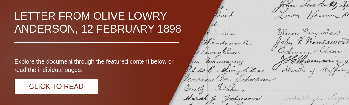 Letter from Olive Lowry Anderson, 12 February 1898 [LE-17325]