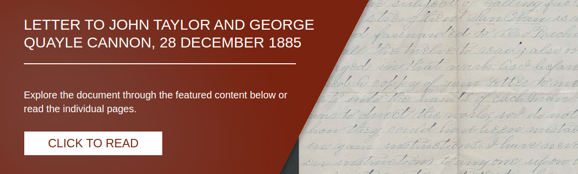 Letter to John Taylor and George Quayle Cannon, 28 December 1885 [LE-11992]