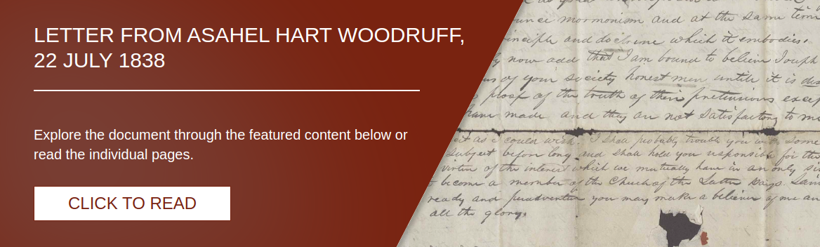 Letter from Asahel Hart Woodruff, 22 July 1838 [LE-40002]