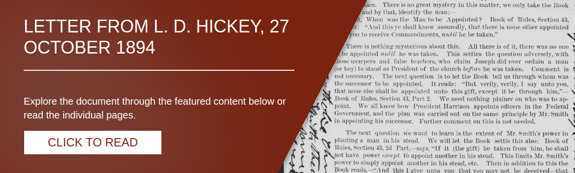 Letter from L. D. Hickey, 27 October 1894 [LE-12979]